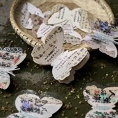 中国风手写书法明信片蝴蝶明信片创意复古风手帐diy素材装 饰卡片