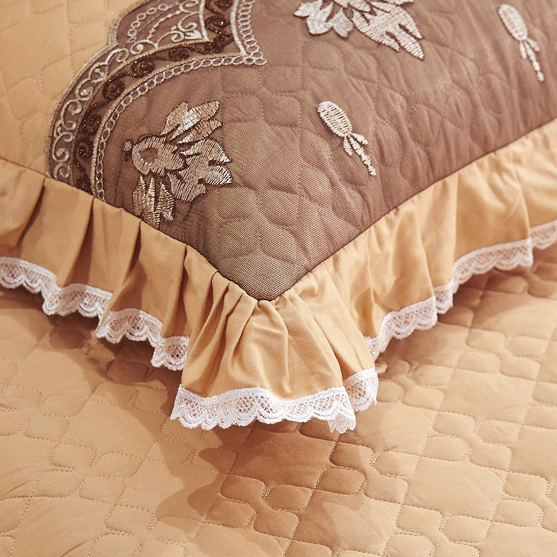 欧式全棉夹棉加厚床裙款四件套蕾丝床罩式纯棉荷叶边被套床上用品