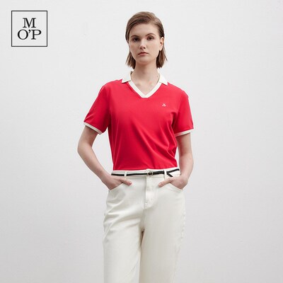 Marc OPolo2025MOP 夏季新款V领撞色休闲针织POLO衫短上衣