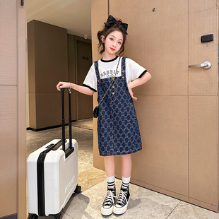 女童牛仔抱婴袋裙2023夏季新款童装儿童薄款裙子中大童女孩吊带裙