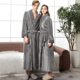 胖MM珊瑚绒浴袍 春秋天加大码 长款 加绒保暖情侣法兰绒睡袍女冬季