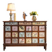 凳 柜复古彩绘简约斗柜储物柜阳台防盗锁靠墙换鞋 美式 入户实木鞋