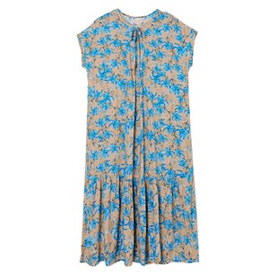 洋气中年人女装 夏天裙子2024新款 棉绸连衣裙宽松妈妈装 中老年夏装