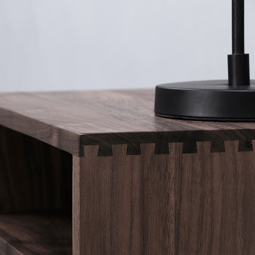 春秋胡桃/北欧黑胡桃木床头柜橡木原木简约卧室家具全实木床边柜