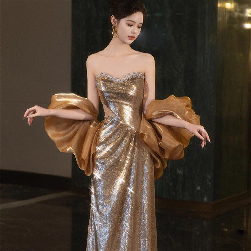 新娘结婚敬酒服鱼尾裙法式高级感订婚亮片轻奢小众宴会气质晚礼服