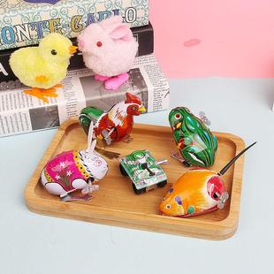 儿童发条小鸡仔玩具女孩仿真会跑毛绒上弦跳跳鸡抖音电动上链兔子