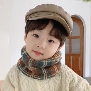 婴儿围脖冬季宝宝脖套防风男童保暖韩版女童双色格子儿童围巾加厚