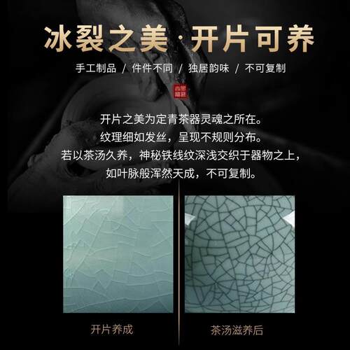 景德镇青瓷冰裂釉整套功夫茶具套装办公室会客家用泡茶壶茶杯礼盒