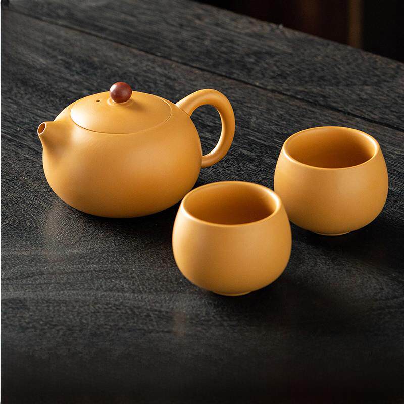 黄段泥紫砂功夫茶具套装一壶两杯四杯泡茶壶家用西施泡茶器手工茶