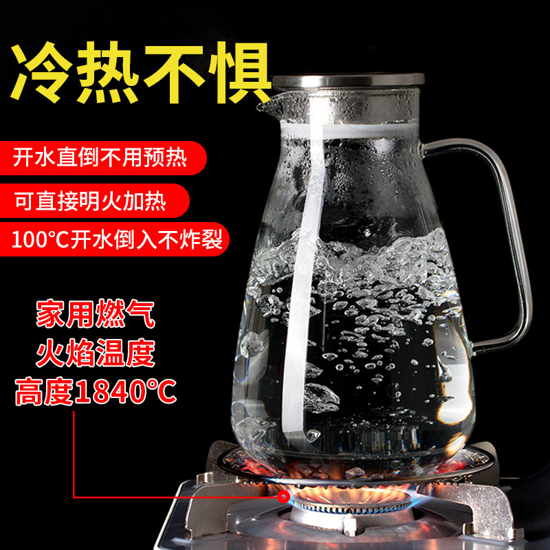 冷水壶玻璃茶壶耐热耐高温凉开水壶家用杯具套装防爆大容量凉水壶