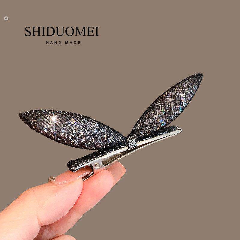 韩国百搭立体兔耳朵发夹发饰减龄少女水钻蝴蝶结边夹发箍扎发头绳