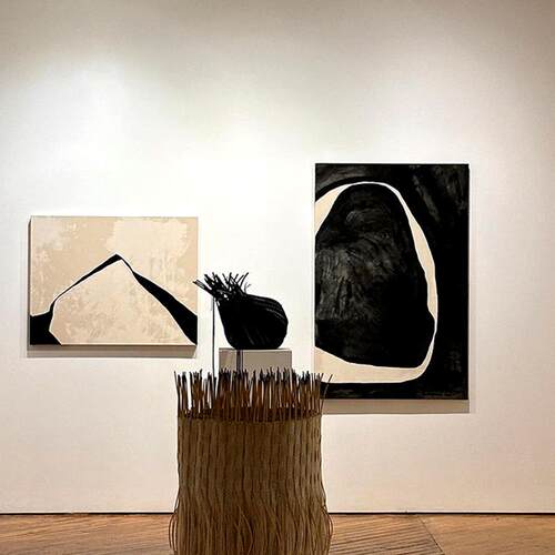 现代简约风客厅卧室装饰画黑白线条抽象书房挂画长方形壁画