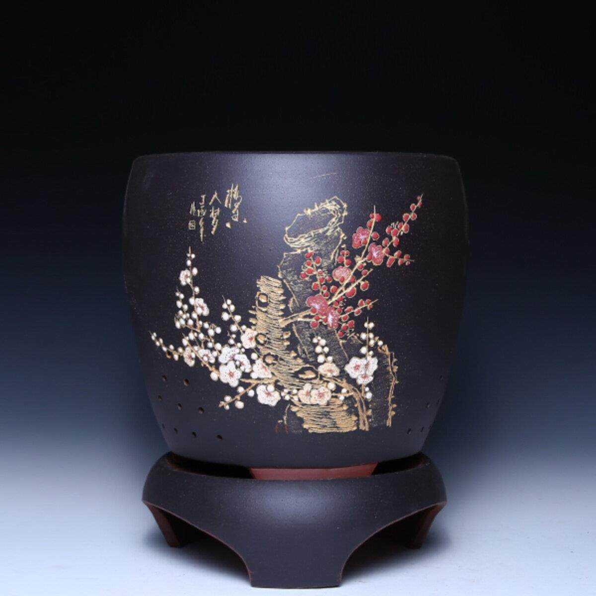 宜兴紫砂兰花花盆陶瓷大型精品客厅室内简约高端圆形香兰专用花盆