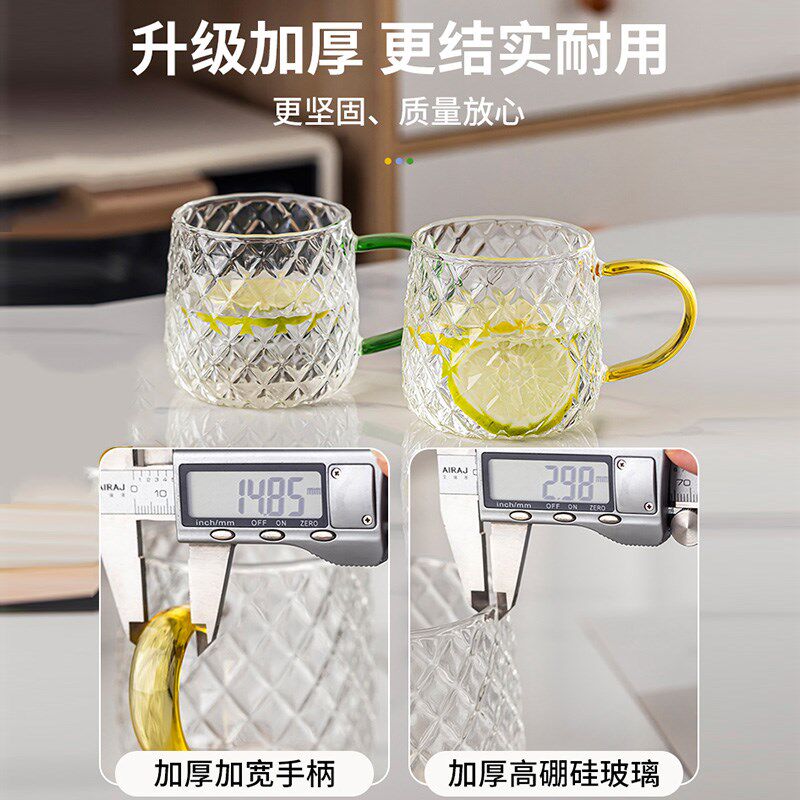 玻璃杯家用耐热水杯客厅待客泡茶杯高级感喝水杯子牛奶杯家庭套装