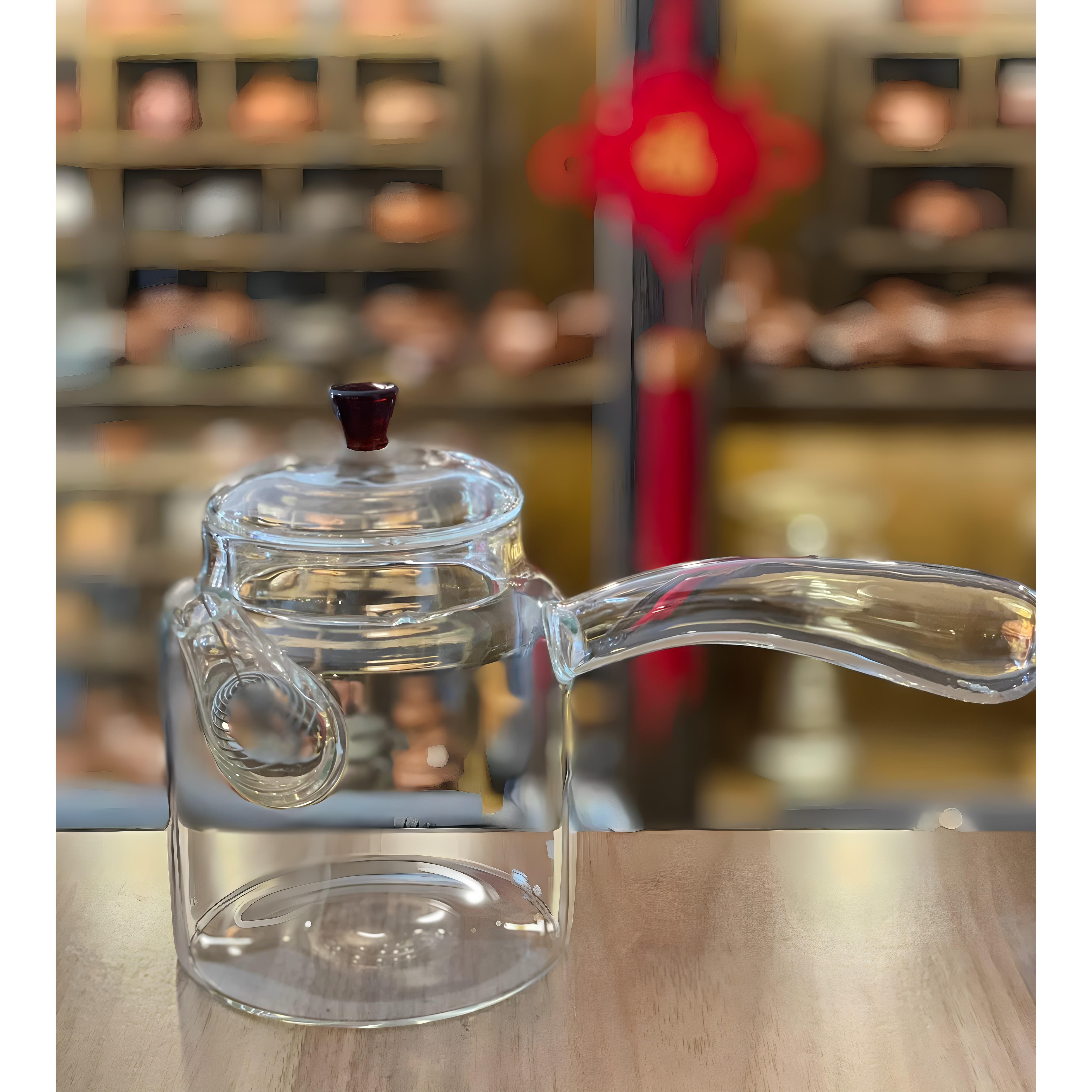 玻璃蒸煮茶壶电陶炉茶壶泡茶器侧把茶过滤800毫升潮汕空气灯专用