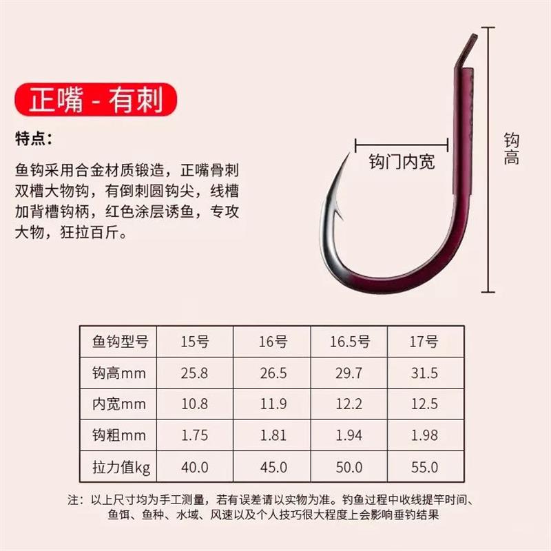 进口A60灵顿大物骨刺鱼钩子线双钩成品手工带铅线组青鱼线子线