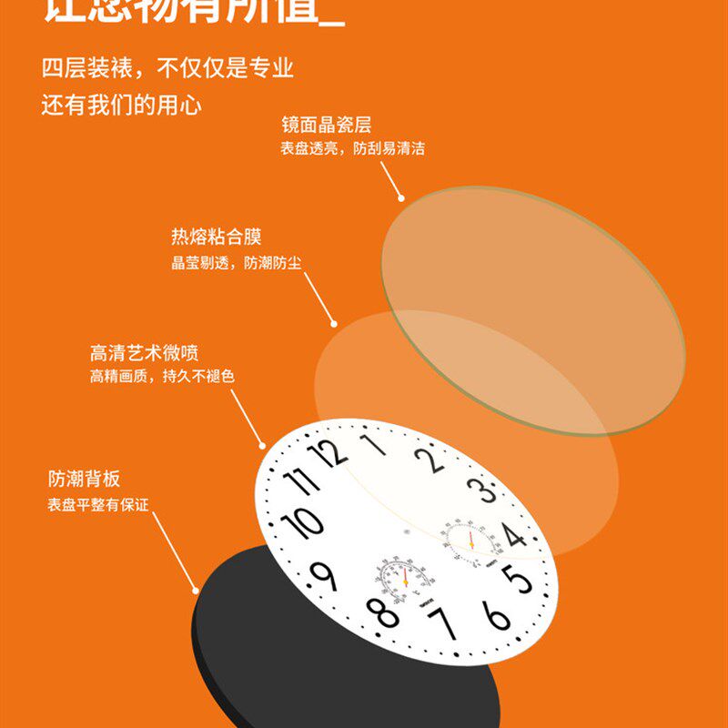 温湿度计简约大尺寸20寸电波钟自动对时石英钟表挂墙挂钟客厅时钟