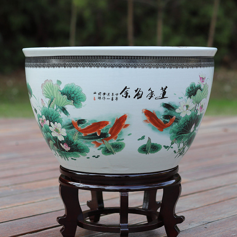 景德镇陶瓷花盆缸睡莲碗莲花盆荷花缸庭院水景风水缸加大养金鱼缸