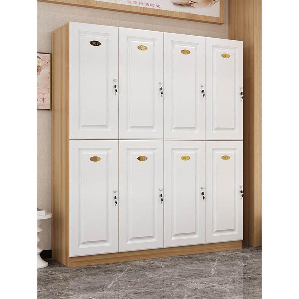 彩色更衣柜木质健身房储物柜子带电子锁美容院瑜伽馆舞蹈房存包柜