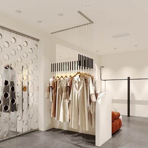 服装店橱窗装饰展示道具吊架吊杆悬挂吊顶衣架场景布置可调节吊环