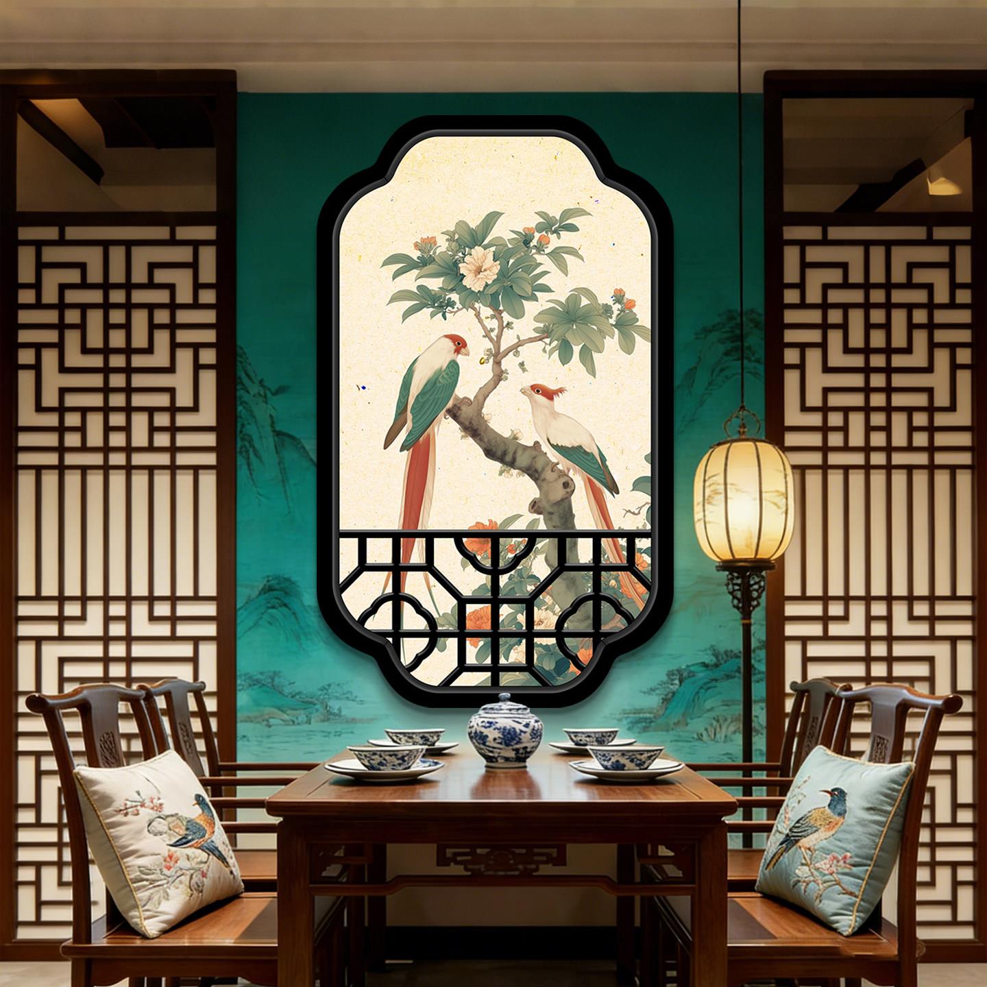 新中式火锅店假窗户灯箱挂画餐厅茶室发光装饰画饭店宋氏美学轩窗