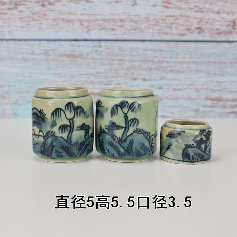 画眉鸟食罐青花鸟杯杯子瓷碗八哥蜡嘴高白手绘山水竹鸟笼配件