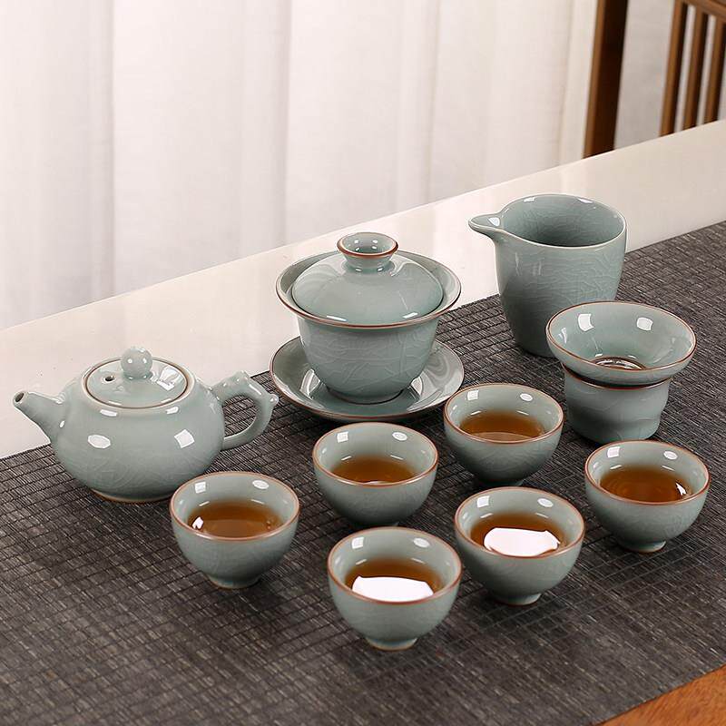 开片哥窑茶具套组家用办公会客轻奢茶壶中式陶瓷汝窑茶杯功夫泡茶