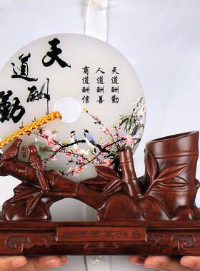 竹子笔筒摆件办公室桌面装饰工艺礼品摆饰平安扣定制礼品毕业礼物