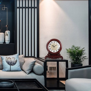 饰坐钟 大号复古钟表桌面家用时钟摆件摆钟装 新中式 座钟客厅摆台式