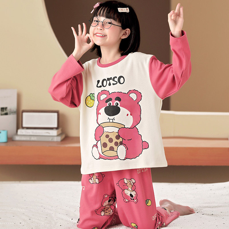 女童睡衣春秋纯棉长袖2023新款秋季可爱中大童女孩初中学生家居服
