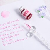 魔法花朵玻璃笔学生礼品笔水晶蘸水笔套装 钢笔礼物创意星空玻璃笔