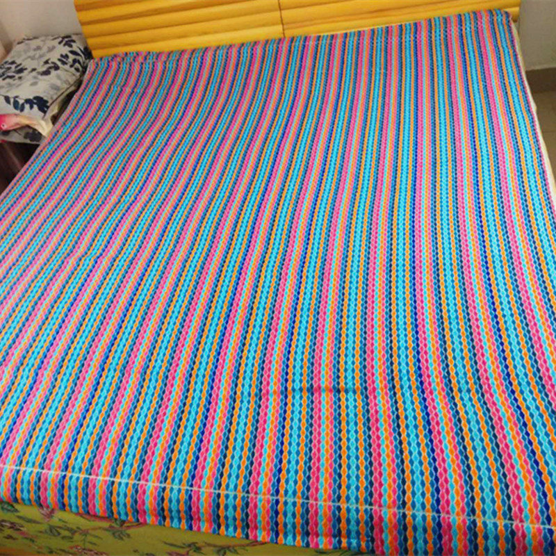 赛维丝纯全棉彩条双人老式毛巾被夏凉被午睡盖毯毛巾床单180*200C