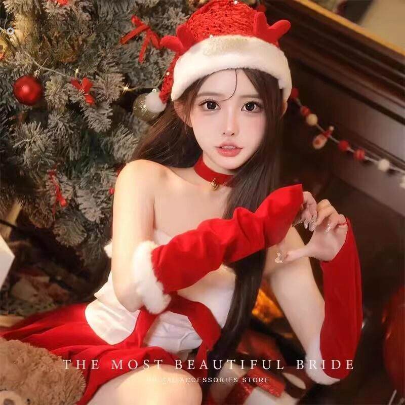 红色丝绒手套圣诞袖套长款生日手袖派对晚宴拍照道具婚纱礼服配饰