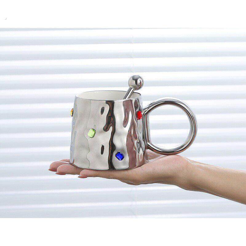 轻奢宝石杯高颜值辣妹风马克杯高级感杯子咖啡杯小众陶瓷杯礼品