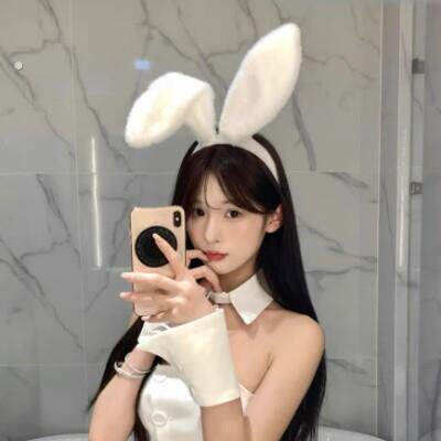 白色兔耳朵发箍毛绒可爱少女心发窟2025年兔女郎装扮网红主播头饰