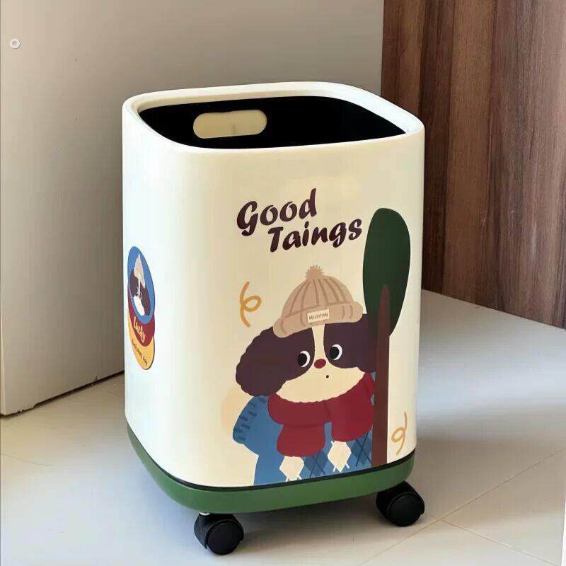 【新家的100个快递】带轮垃圾桶家用客厅卧室带盖子双层按压收纳