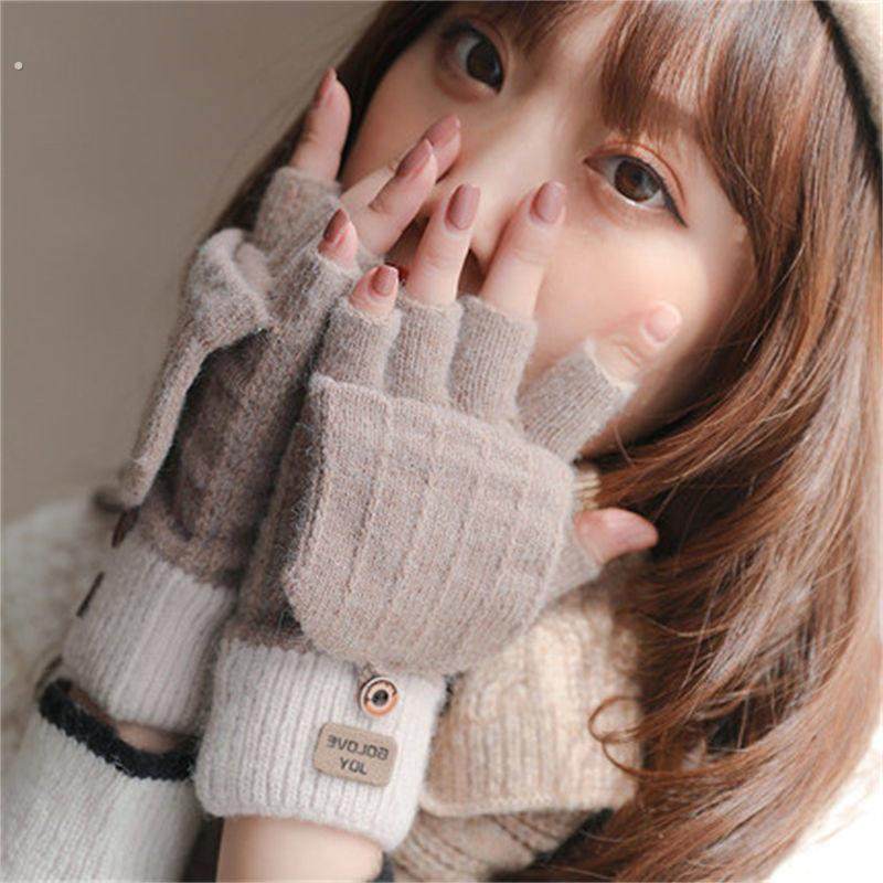 半指翻盖手套冬季女士可爱加绒防寒保暖毛线秋冬露指半截学生写字,服饰配件/皮带/帽子/围巾,手套,淘宝优惠券,粉丝福利购,淘宝优惠卷