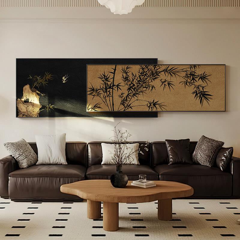 宋代美学花鸟竹子客厅沙发背景墙装饰画书房茶室新中式高级感挂画
