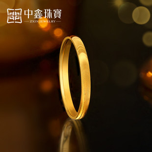 中鑫珠宝黄金猫眼线戒指女足金999细圈5G黄金素圈戒简约百搭手饰