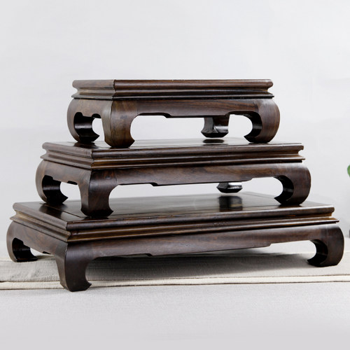 黑檀木底座实木中式花盆景花瓶古董奇石头木雕工艺品摆件底座托架