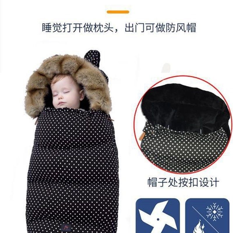 婴儿睡袋秋冬季宝宝加厚包被新生儿童保暖抗风防惊跳居家推车两用