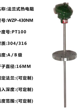 WZP-430NM 固定法兰热电阻pt100 16 dn150 L=750*600mm 0-300
