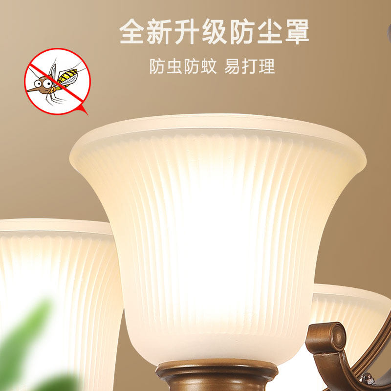 新款锌合金美式吊灯客厅灯餐厅灯卧室灯复古大气别墅灯具 包安装