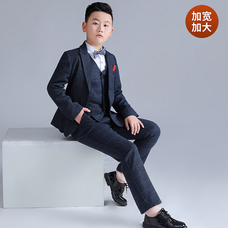 胖儿童西装加肥加大男童主持人礼服中大童钢琴西服表演男孩演出服