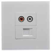 86型网络音频插座面板 AV红白双莲花头音频开关面板 免打电脑网口