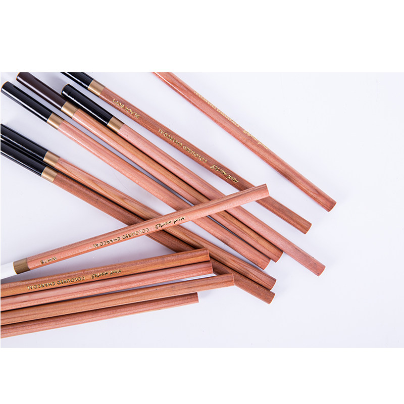 蒙玛特 白色彩色碳画铅笔12色褐色绘图素描彩色美术碳笔棕色