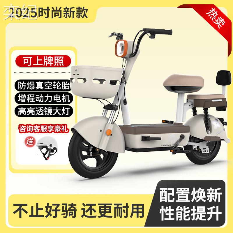 栾纪2025新款两轮电动脚踏车出行双人电动车锂电池成人滑板车亲子学生助力床罩拉车