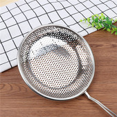 加厚方管不锈钢冲孔漏勺多用网捞勺钢孔勺饺子漏勺捞面勺网漏粉漏