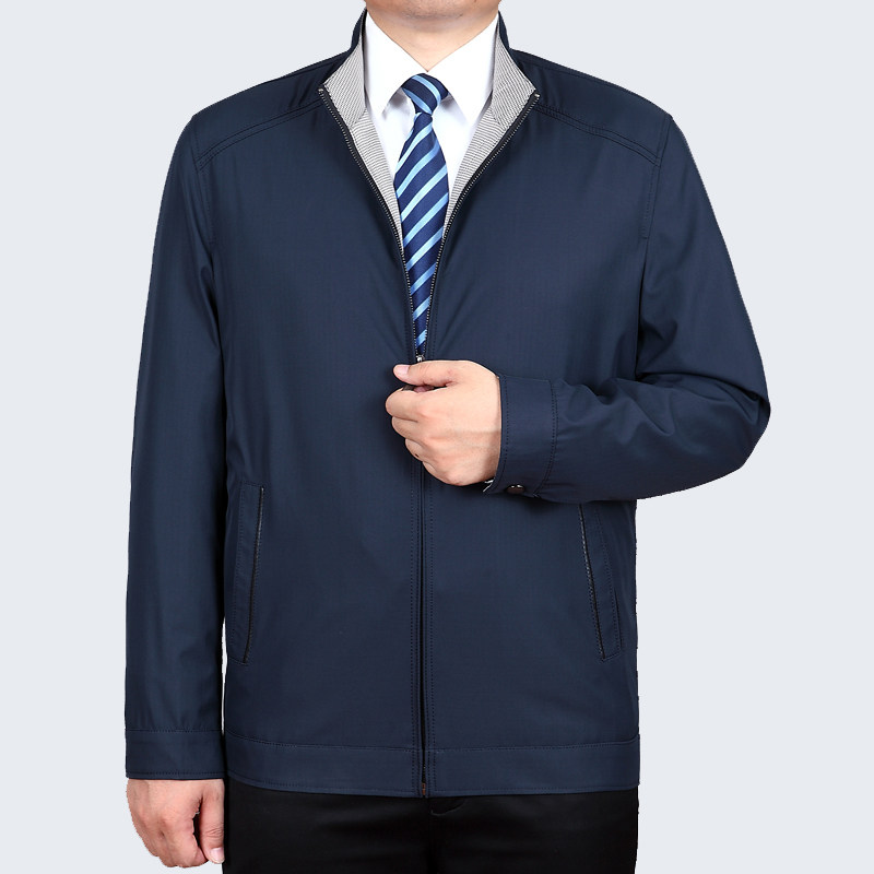 老爷车2023春装爸爸装休闲外套中老年男装短款薄款老人春秋款夹克