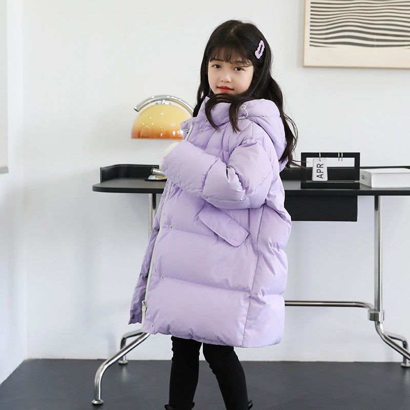 女童羽绒服中长款加厚连帽中小童大童亲子装儿童羽绒服男童23159